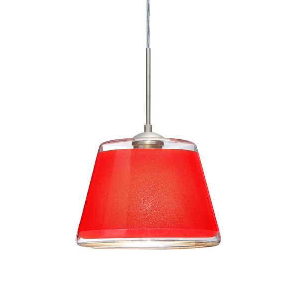 Besa Lighting Pica 9 Cord Pendant, Red Sand, Satin Nickel Finish, 1x75W Incandescent 1JT-PIC9RD-SN - main